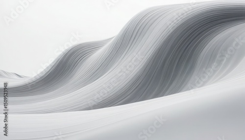 Multiple layers of grey abstract waves are flowing smoothly on a white background. 5