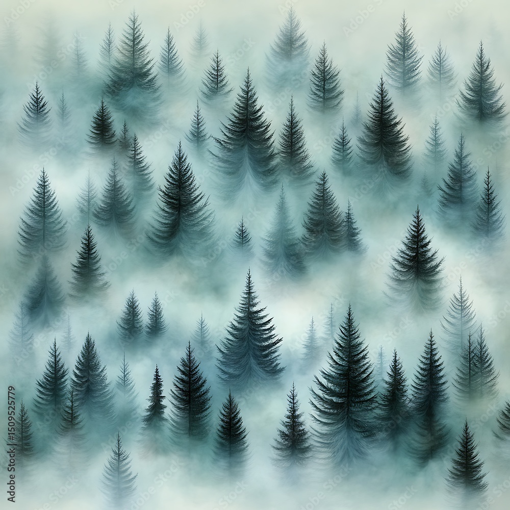 Fototapeta premium Misty Forest Scenery
