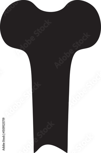 stark isolated bone silhouette stands against a white background.