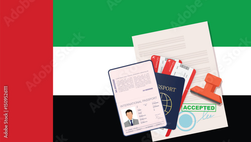 UAE Visa Application Passport, Documents, and Acceptance Stamp