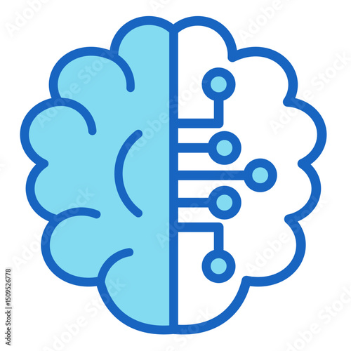 Brain With Circuit  Icon Element For Design	