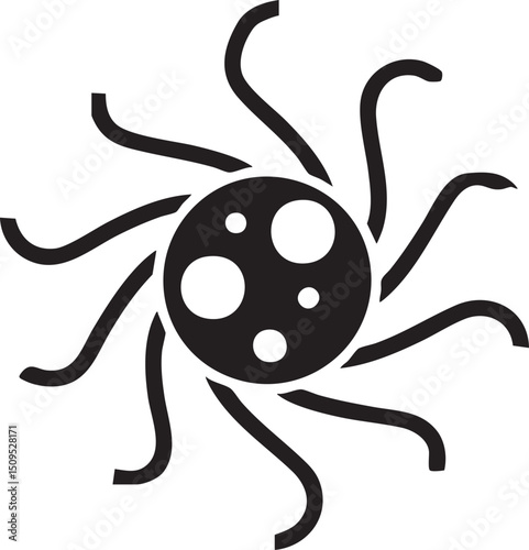 stylized circular with radiating appendages.