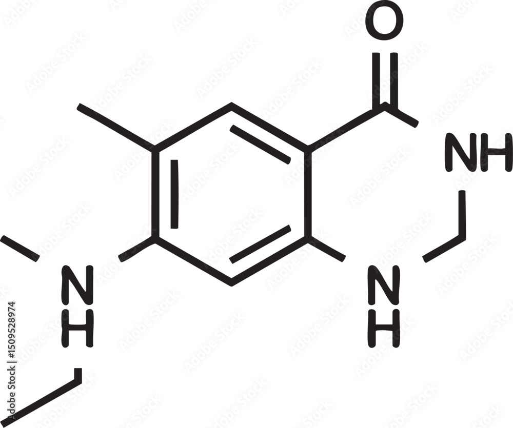 Fototapeta premium Benzimidazole molecule displayed in a schematic diagram.