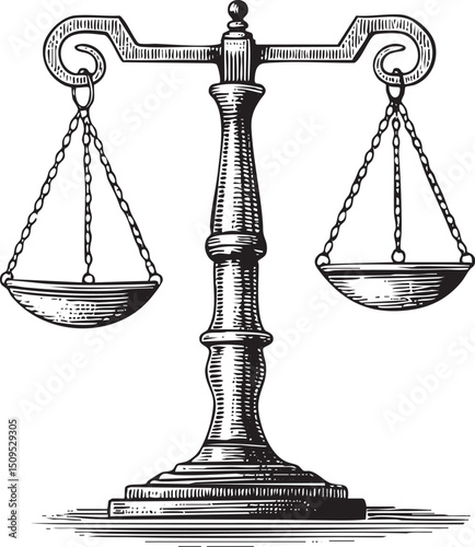 vintage scale balances two identical triangular shapes.