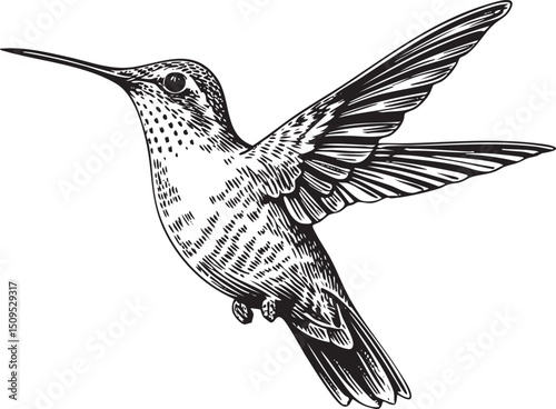 hummingbird swiftly hovers in mid-air.