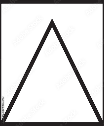 stark black triangle dominates a white background.
