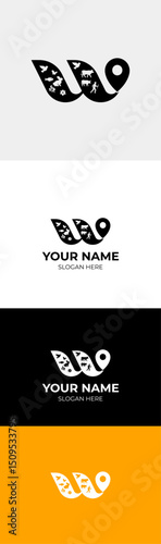 latter W animals + location pin idea logo icon 