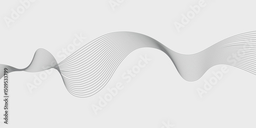 Abstract vector banner with grey wavy lines