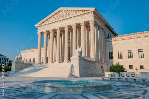 The United States Supreme Court Building and Fountain on a Summer Evening, Washington DC