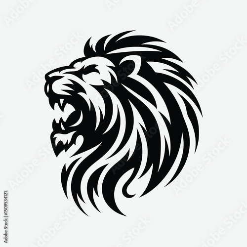 Roaring Lion Head Silhouette Vector Illustration