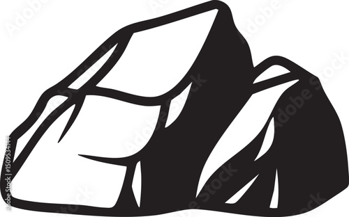 large jagged rock rests on a smooth surface.