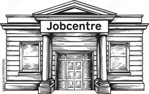stately building displays a Jobcentre sign.
