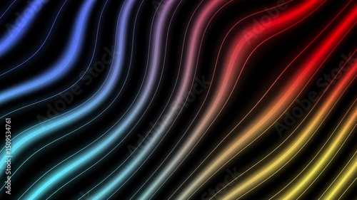 Colorful Sideway Moving Rainbow Aurora Wall with Flowing Multicolored Wave Lines in a Seamless VJ Loop Animation for Abstract Decorative Background and Dynamic Visual Effects in 4K Motion Design
