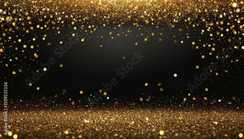 Golden glitter dots border frame on transparent background. 8