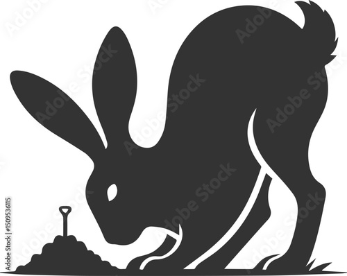 Cute animal vector drawing silhouette of a rabbit isolated graphics element