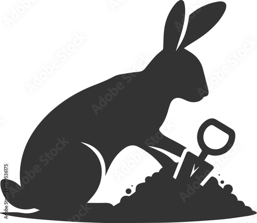 Cute animal vector drawing silhouette of a rabbit isolated graphics element