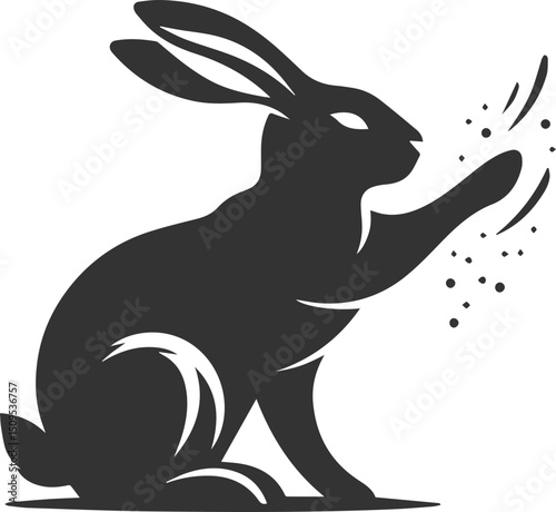 Cute animal vector drawing silhouette of a rabbit isolated graphics element