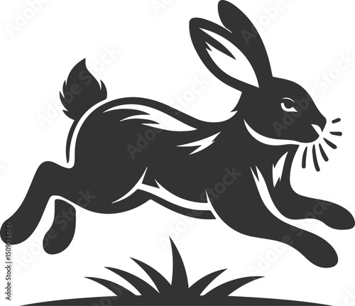 Cute animal vector drawing silhouette of a rabbit isolated graphics element