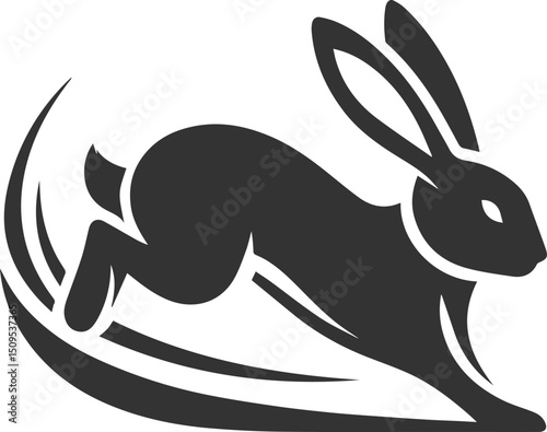 Cute animal vector drawing silhouette of a rabbit isolated graphics element