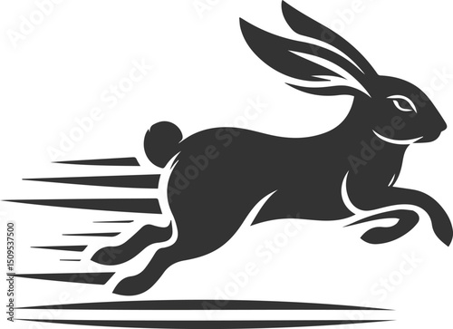 Cute animal vector drawing silhouette of a rabbit isolated graphics element