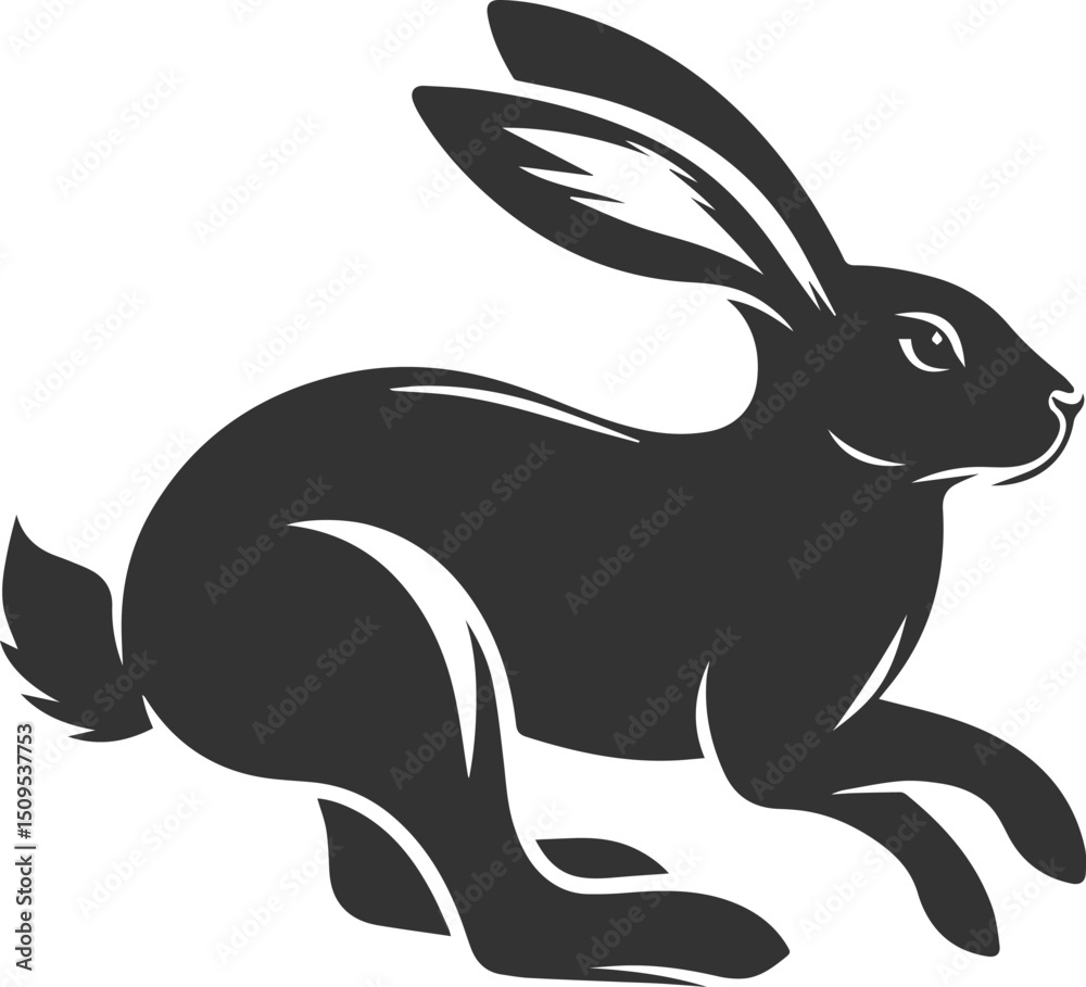Obraz premium Cute animal vector drawing silhouette of a rabbit isolated graphics element
