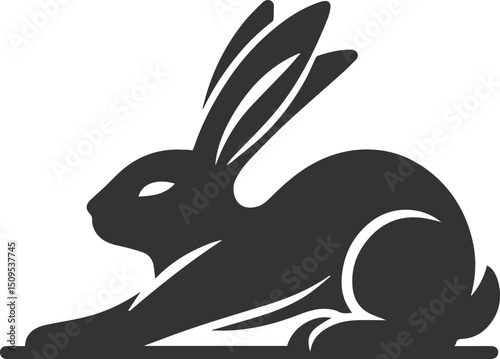 Cute animal vector drawing silhouette of a rabbit isolated graphics element