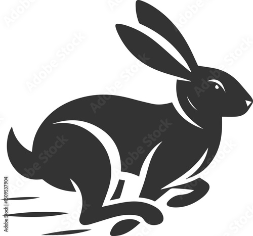 Cute animal vector drawing silhouette of a rabbit isolated graphics element