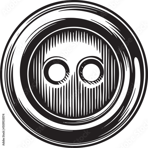 stylized circular features two prominent eyes outlined in black against a white background.