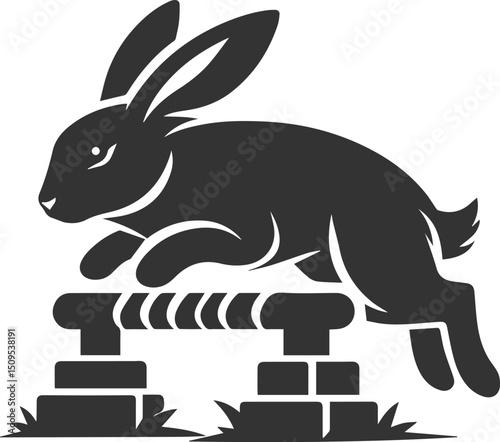 Cute animal vector drawing silhouette of a rabbit isolated graphics element