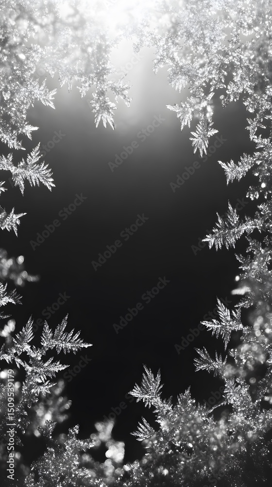 Obraz premium Stunning Black and White Frost Crystal Frame