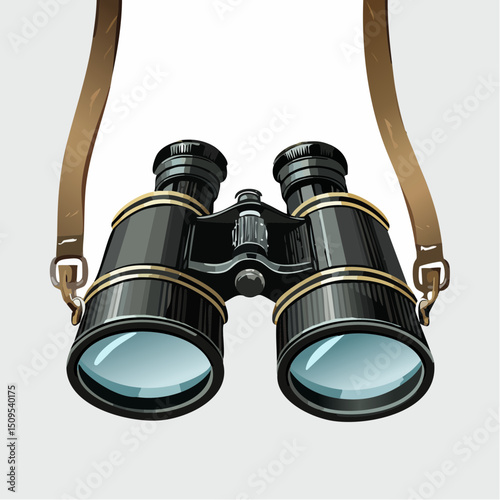 A pair of binoculars hanging from a strap
