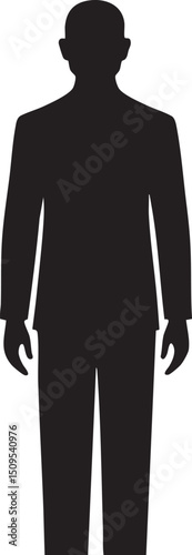 solitary figure stands in a stark silhouette against a bright white background.