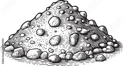 large mound of earthy stones rests on a white background.