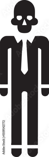 minimalist silhouette of a man in formal attire stands upright.
