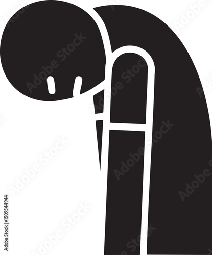 solitary figure leans deeply contemplating a dark subject.