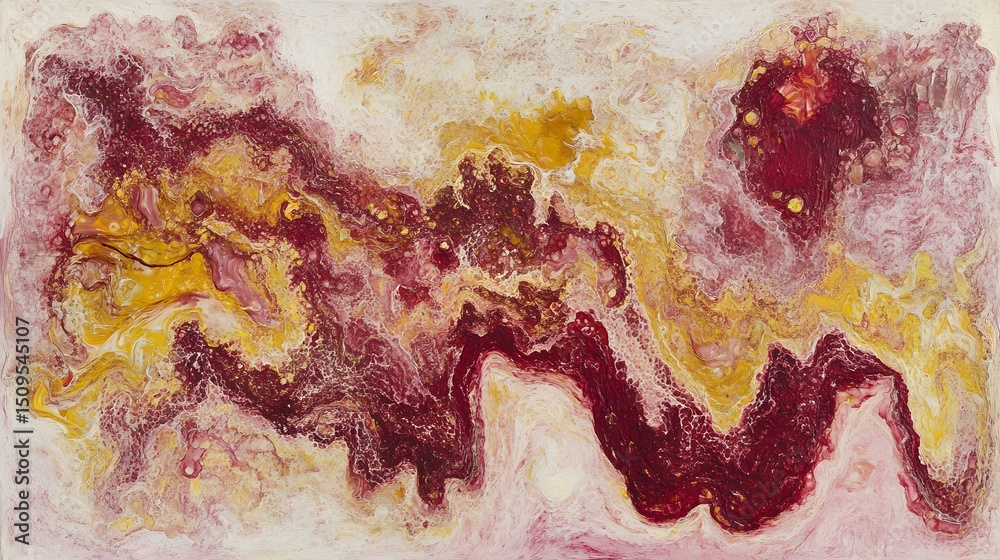 Naklejka premium Abstract Red Gold Fluid Art Painting Texture