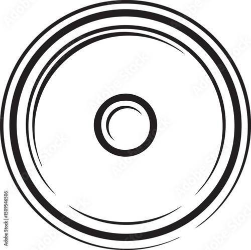 white circle is encircled by multiple black lines creating a dynamic swirling .