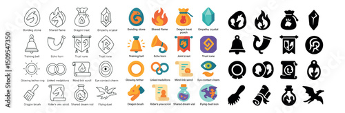 Magic and fantasy icon collection: mystical, enchanted, and spellbinding symbols set
