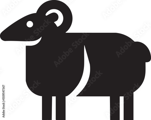 solitary sheep stands confidently against a white background.