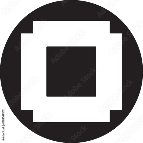 black square is contained within a white circle.