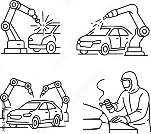 Set of Automation Car Manufacturing process