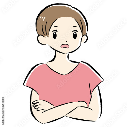困っている表情の女性のイラスト