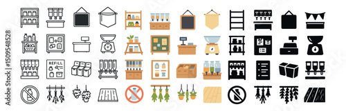 Sustainable living and eco-friendly icon collection for zero waste and green design