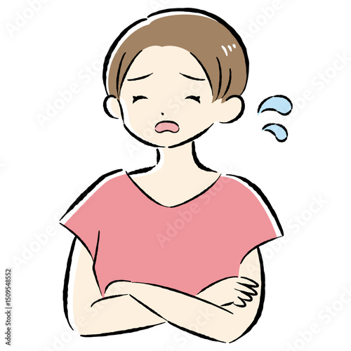 困っている表情の女性のイラスト