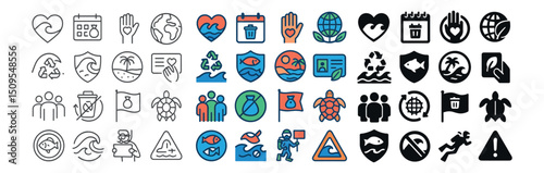 Environmental and nature icon collection. ecology, conservation, and sustainability set