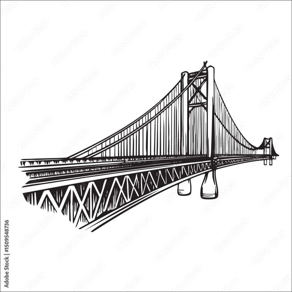 Fototapeta premium detailed black and white of a suspension bridge.