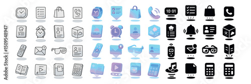Technology and communication icon collection. digital, gadget, and device symbols set