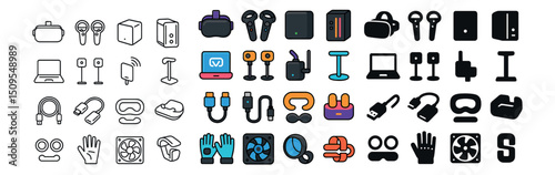 Technology and devices icon collection. gadgets and electronics symbol set