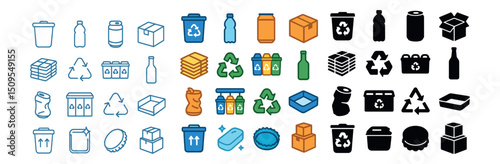 Recycling and waste management icon collection. sustainable and eco-friendly symbols