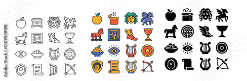 Mythology and legends icon collection for education, culture, and storytelling